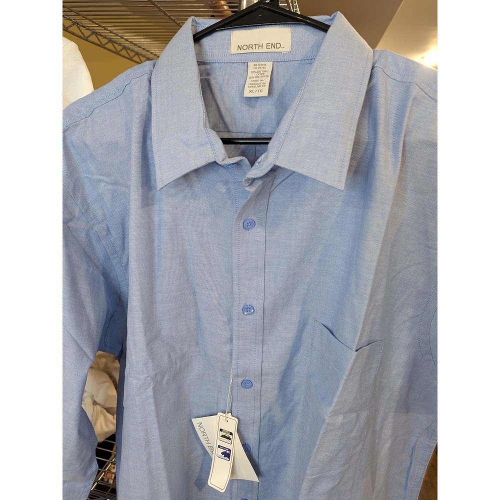 North End Shirt Mens Light Blue Size XL Button Up Wrinkle Resistant